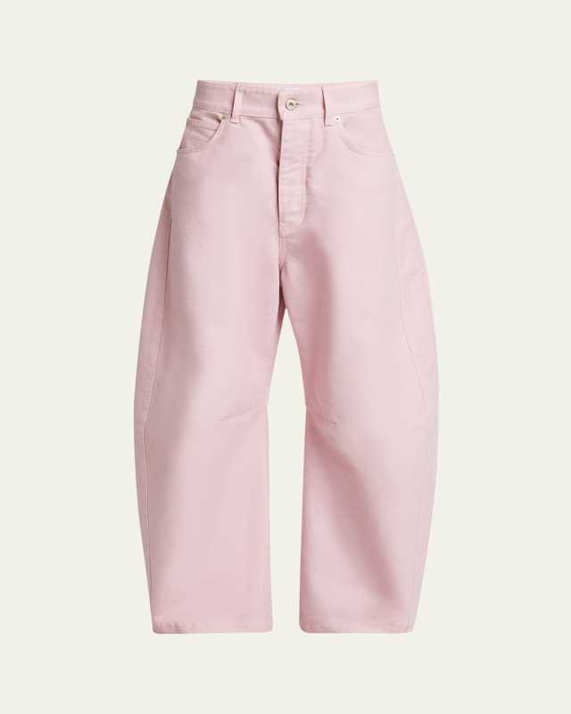 Barrel Pleated Wide-Leg Ankle Trousers